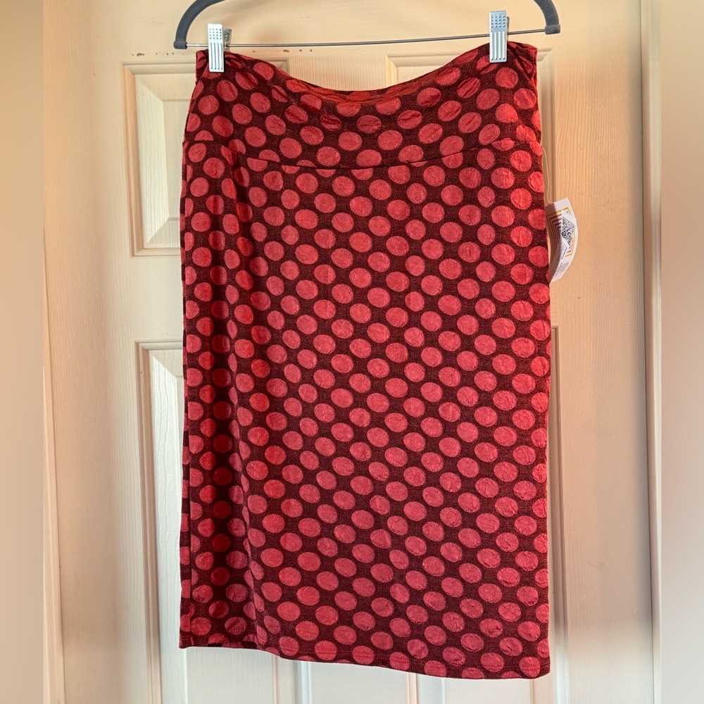 NWT Lularoe Cassie Red Polka Dot Pencil Skirt